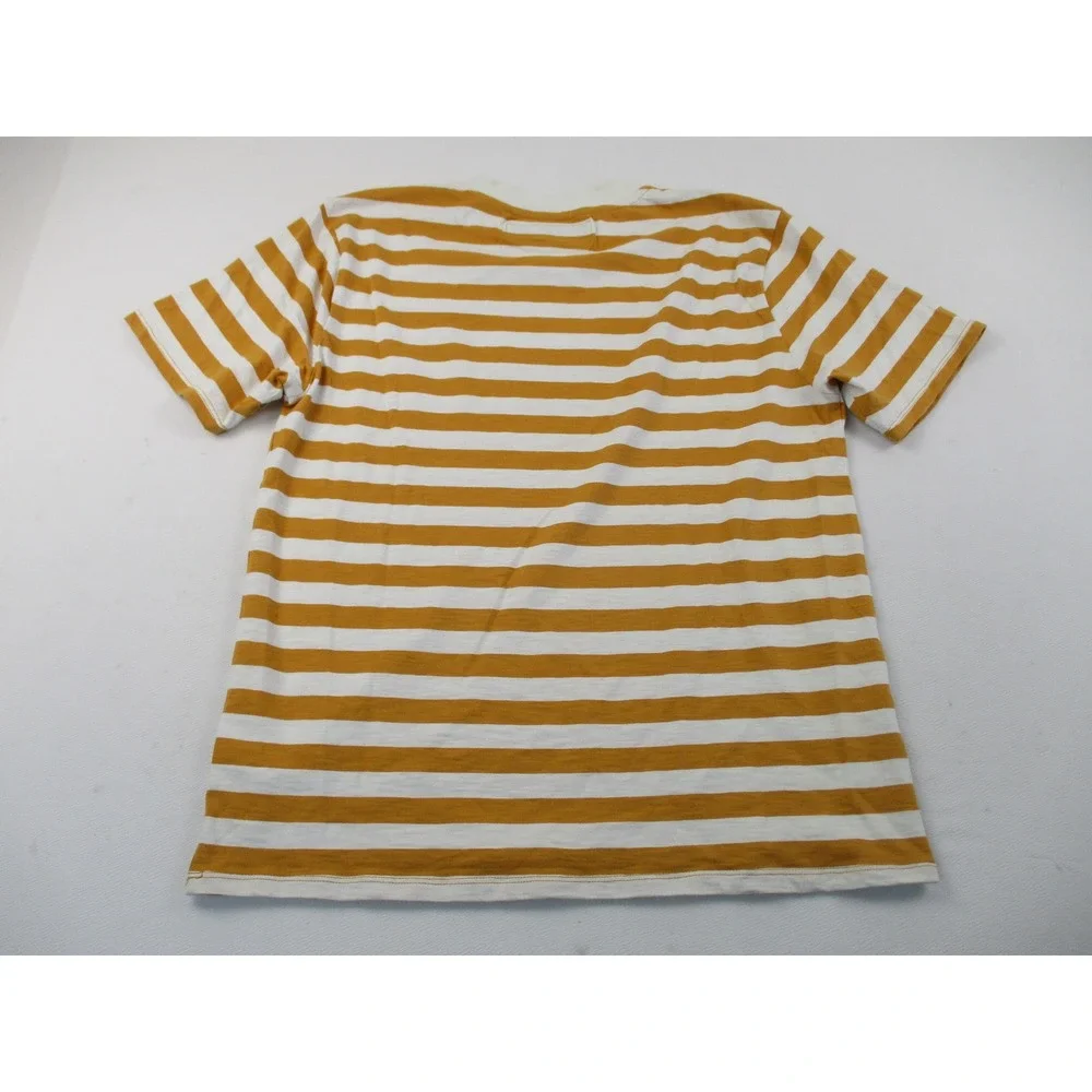 Guess Shirt Mens Medium Mustard Yellow Striped Originals Embroidered Logo Tee - Picture 2 of 10
